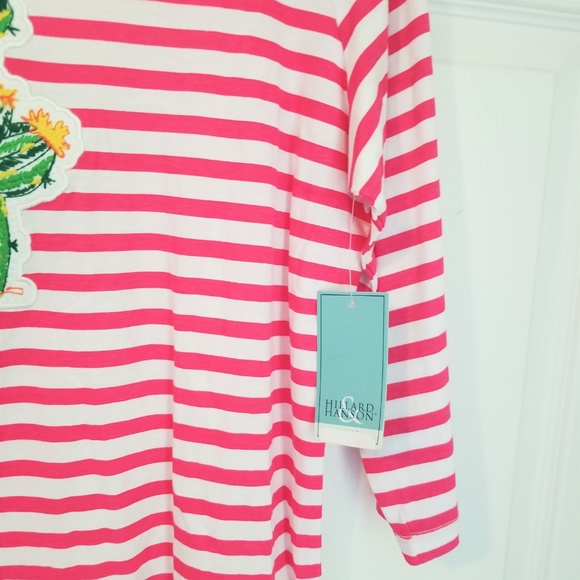 Hillard & Hanson Knit Top NWT Pink White Floral - Picture 4 of 6